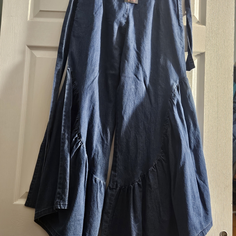 Reborn Navy Flare Wide-Leg Jeans